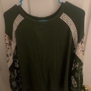 Floral and green blouse